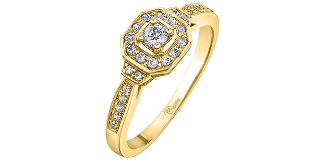 0.35 ct T.W. Canadian Diamond Octagon Frame Yellow Gold Ladies Ring