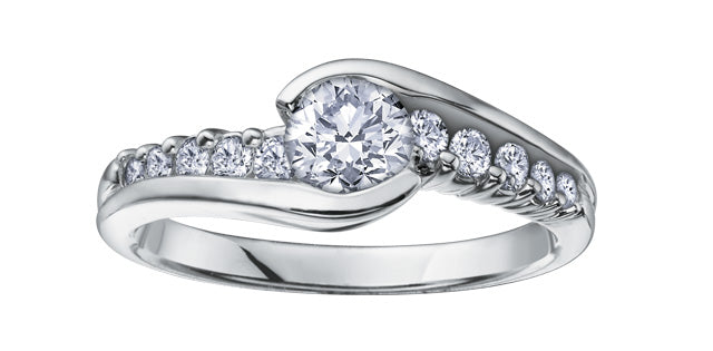 0.75 ct T.W Canadian Diamond Bypass Engagement Ring in 18KPD White Gold