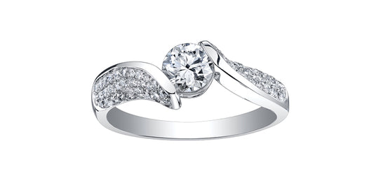 0.85 ct T.W  Canadian Diamond Round Bypass Engagement Ring in 18KPD White Gold
