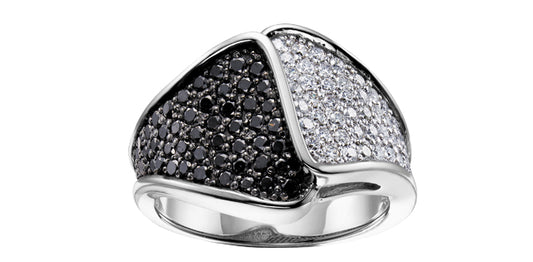 1.00 ct T.W. Black & White Diamond & White Gold Dinner RIng