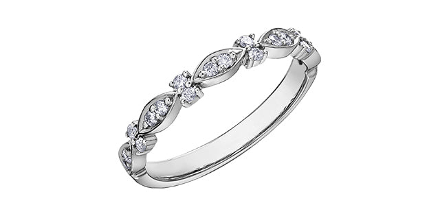 0.18 ct T.W. Maquise Shape Frame White Gold Ladies Band