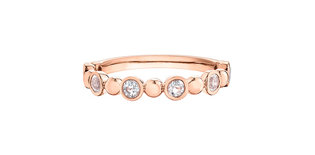 White Topaz Rose Gold Alternating Ring Stack