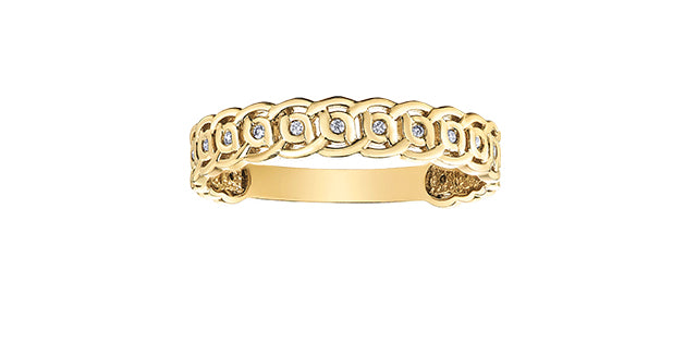 0.05 ct T.W. Diamond Yellow Gold Ring Stack
