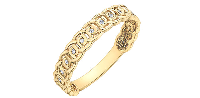 0.05 ct T.W. Diamond Yellow Gold Ring Stack