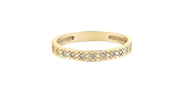 0.04 ct T.W. Diamond Yellow Gold Ring Stack