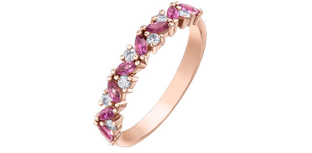 Pink Tourmaline & Diamond Rose Gold Ring Stack
