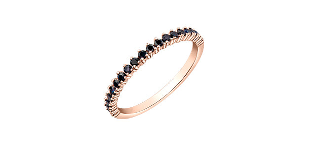Black Sapphire Rose Gold Ring Stack