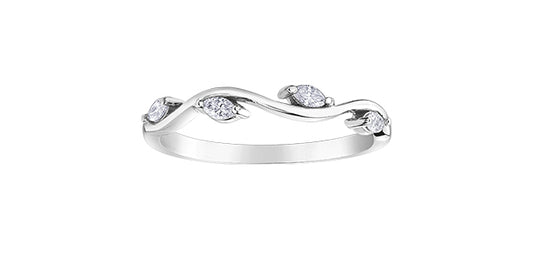 0.14 ct T.W. Wavy Leaf 14K White Gold Ladies Band