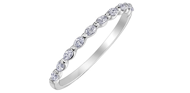 0.25 ct T.W. Alternating Bezel 14K White Gold Ladies Band