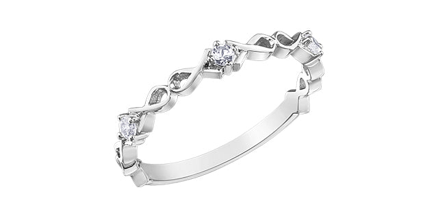 White Sapphire White Gold Ring Stack