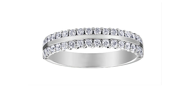 0.50 ct T.W.10K White Gold Diamond Double Row Anniversary Band