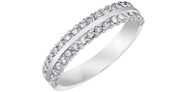 0.50 ct T.W.10K White Gold Diamond Double Row Anniversary Band