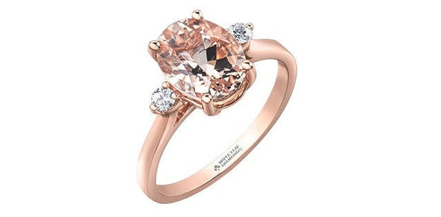 Morganite 0.08 ct T.W Canadian Diamond 3-Stones Rose Gold Ring