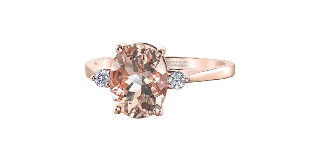 Morganite 0.08 ct T.W Canadian Diamond 3-Stones Rose Gold Ring