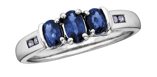 3-Stones Sapphire 0.06 ct T.W Diamond White Gold Ring