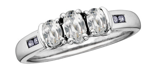 3-Stones CZ 0.06 ct T.W Diamond White Gold Ring