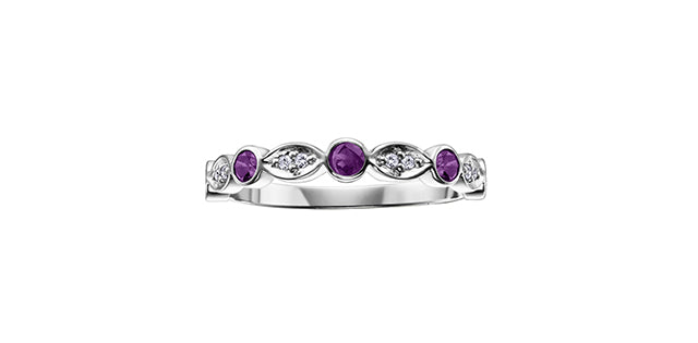 Amethyst & Diamond White Gold Ring Stack