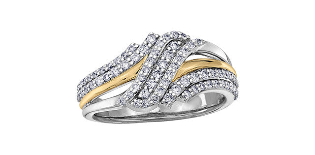 0.50 ct T.W. Diamond Slant Two Tone Gold Dinner Ring