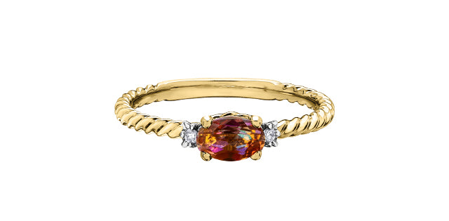 Sunrise Topaz & Diamond Yellow Gold Ring Stack