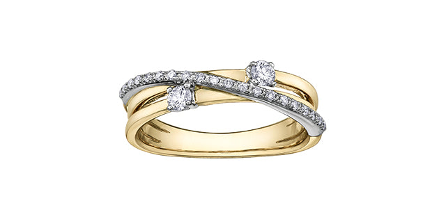 0.25 ct T.W. Split Two Tone Gold Ladies Statement Ring