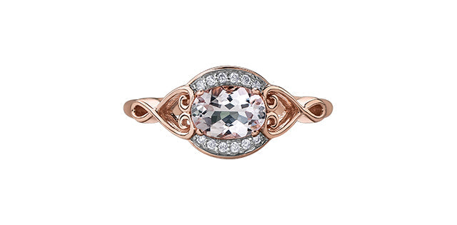 Morganite 0.05 ct T.W Diamond Rose Heart Shank Rose Gold Ring