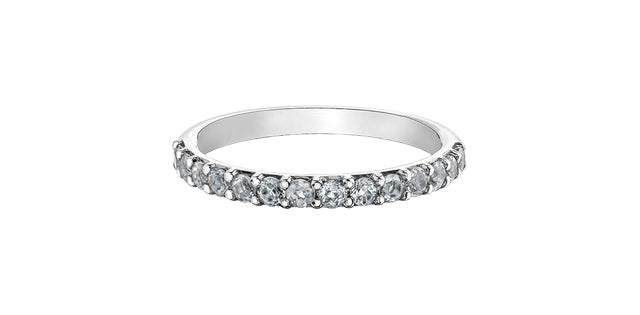 White Topaz 10K White Gold Stackable Band