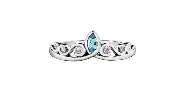 Aquamarine & Diamond White Gold Ring Stack