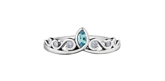 Aquamarine & Diamond White Gold Ring Stack