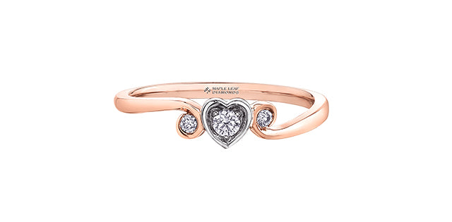 0.10 ct T.W. Canadian Diamond Heart Vine Rose Gold Ladies Ring