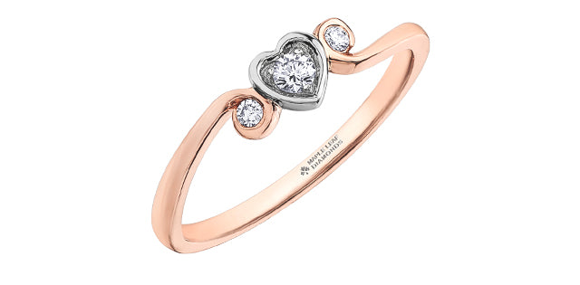 0.10 ct T.W. Canadian Diamond Heart Vine Rose Gold Ladies Ring
