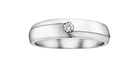 Men's 0.08 ct T.W.10K White Gold Diamond Solitaire Wedding Band