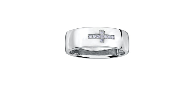 0.07 ct T.W. Diamond Horizontal Cross White Gold Wedding Band