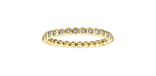 0.09 ct T.W. Diamond Yellow Gold Ring Stack