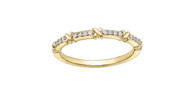 0.08 ct T.W. Diamond Yellow Gold Ring Stack