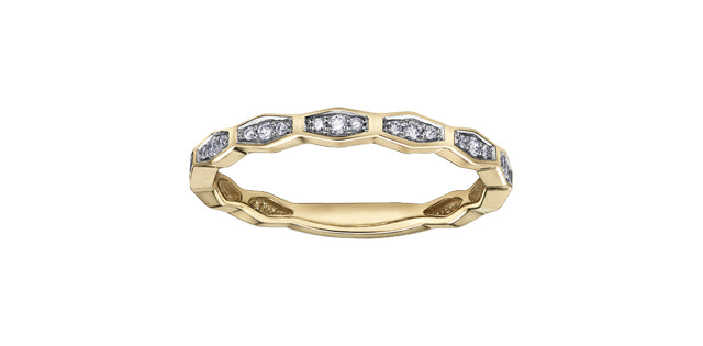 0.10 ct T.W. Diamond Yellow Gold Ring Stack