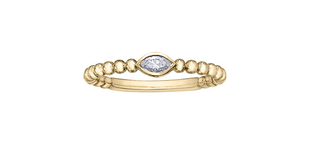 0.12 ct T.W. Marquise Diamond Yellow Gold Ring Stack
