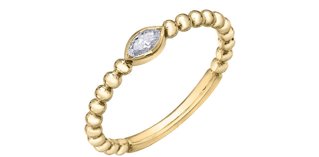 0.12 ct T.W. Marquise Diamond Yellow Gold Ring Stack
