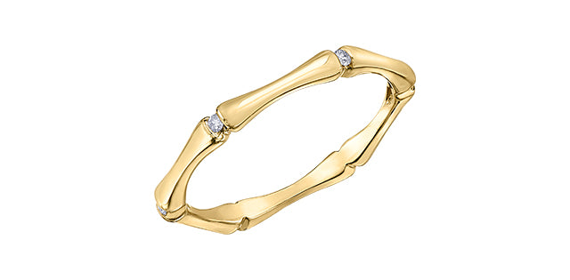 0.04 ct T.W. Diamond Yellow Gold Ring Stack