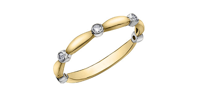 0.10 ct T.W. Diamond Yellow Gold Ring Stack