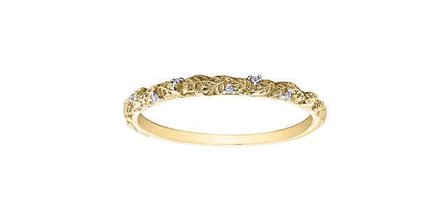 0.02 ct T.W. Diamond Yellow Gold Ring Stack