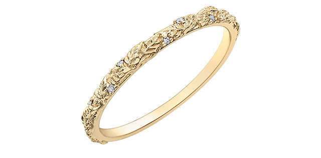 0.02 ct T.W. Diamond Yellow Gold Ring Stack