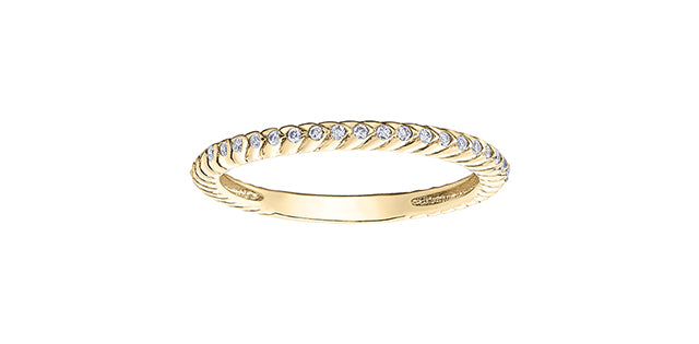 0.09 ct T.W. Diamond Yellow Gold Ring Stack