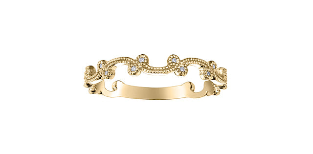 0.05 ct T.W. Diamond Yellow Gold Ring Stack