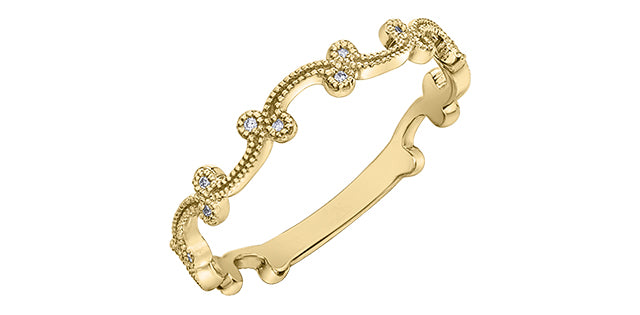 0.05 ct T.W. Diamond Yellow Gold Ring Stack