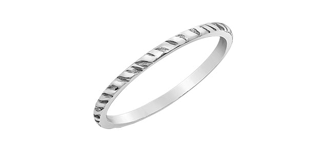 Textured Canadian Certified White Gold Ring Stack