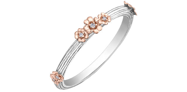0.02 ct T.W. Diamond Two Tone Gold Ring Stack