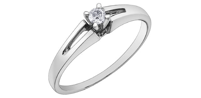 0.08 ct T.W. Solitaire Canadian Diamond White Gold Ladies Ring