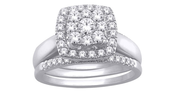 0.42 ct T.W.-10K White Gold Composite Diamond Square Frame Bridal Set