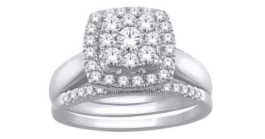 0.42 ct T.W.-10K White Gold Composite Diamond Square Frame Bridal Set