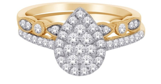 0.50 ct T.W.-10K Yellow Gold Composite Diamond Pear-shape Alternating Bridal Set